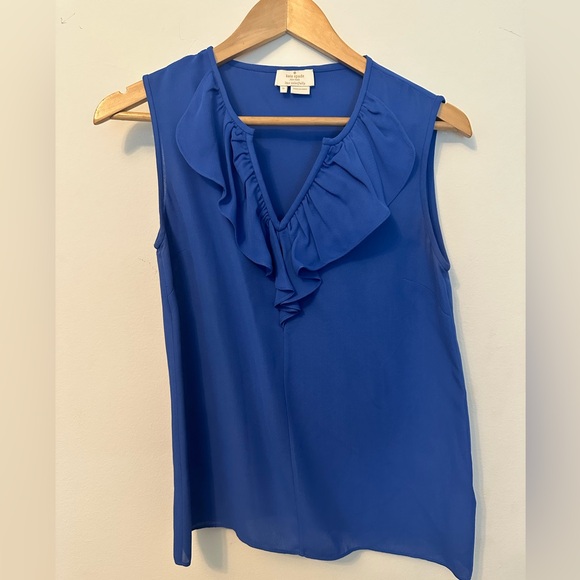 Kate spade ruffled sleeveless blue blouse - Picture 2 of 4